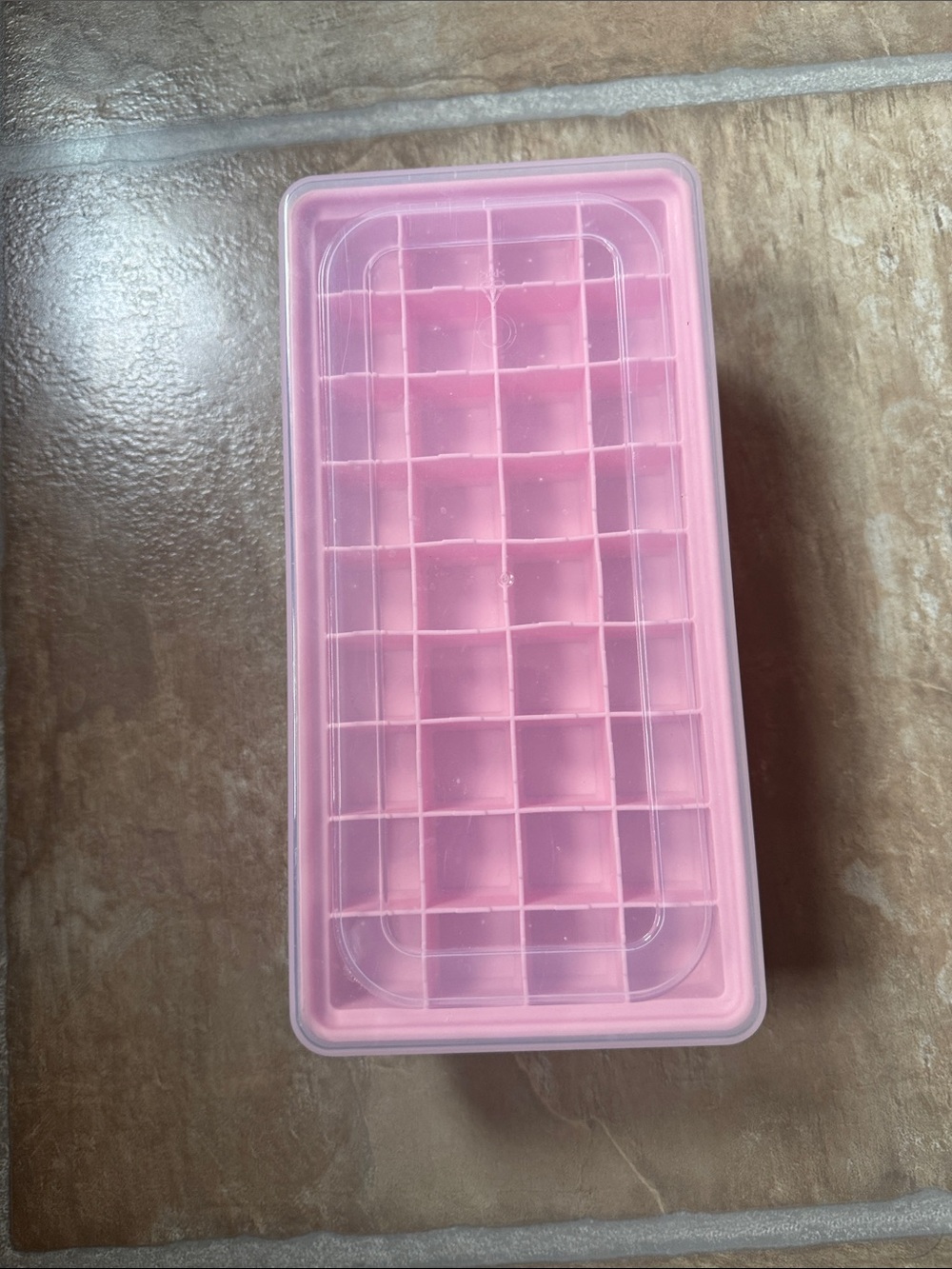 Pink Silicone Ice Cube Tray and Bucket with Lid